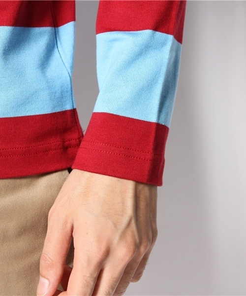 WEGO(ウィゴー)の「WEGO/ラガーボーダーTee(Tシャツ/カットソー・メンズ・グリーン/ネイビー/レッド・MEDIUM/LARGE)」の8枚目の写真