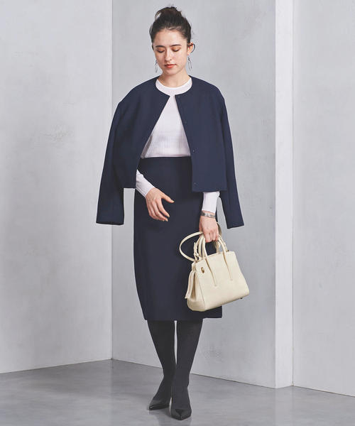 ユナイテッドアローズ UNITED AROWS セットアップ スカート ネイビー ユナイテッドアローズ ウール スーツ スカート セットアップ