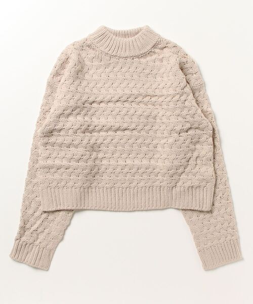 STYLEBLOCK（スタイルブロック）の「プルオーバーカシミアタッチケーブル編みニット（ニット/セーター・レディース・ホワイト/イエロー/ライトベージュ/ブラック・M）」の3枚目の写真