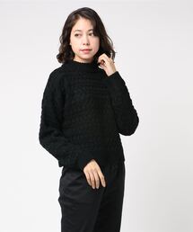 プルオーバーカシミアタッチケーブル編みニット