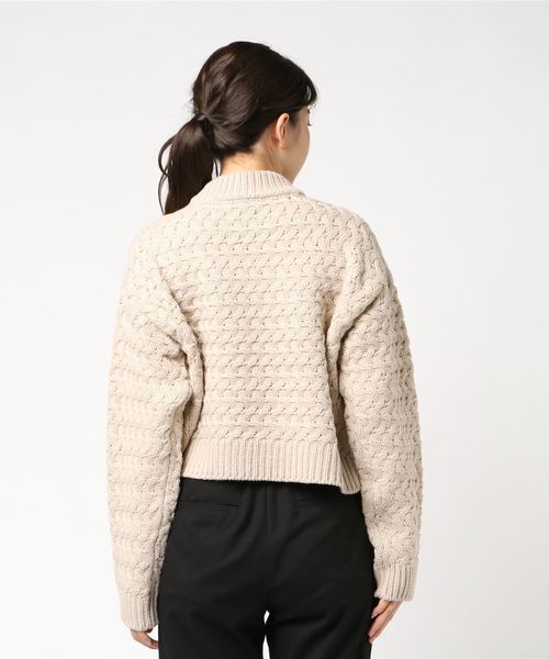 STYLEBLOCK（スタイルブロック）の「プルオーバーカシミアタッチケーブル編みニット（ニット/セーター・レディース・ホワイト/イエロー/ライトベージュ/ブラック・M）」の5枚目の写真