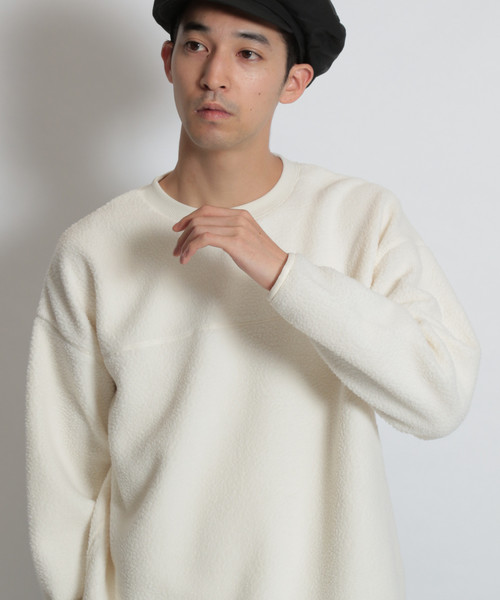 niko and...（ニコアンド）の「ボアボートネックプルオーバー（Tシャツ/カットソー・メンズ・アイボリー/パープル/キャメル/ブラック・LARGE/MEDIUM）」の3枚目の写真