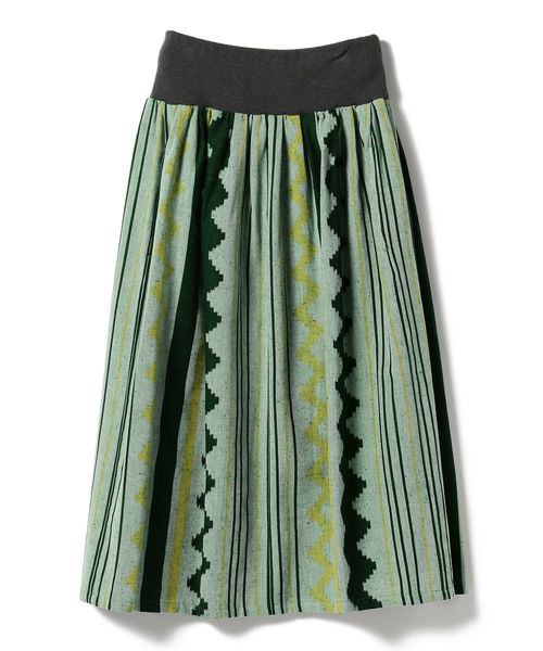 fennica（フェニカ）の「GOOD WEAVER × fennica / 別注 久留米絣 ギャザー フレアスカート（スカート・レディース・ブルー/グリーン・ONE SIZE）」の19枚目の写真