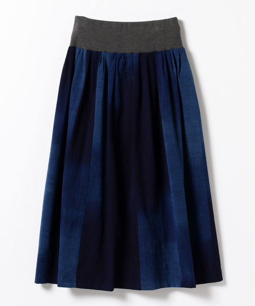 fennica（フェニカ）の「GOOD WEAVER × fennica / 別注 久留米絣 ギャザー フレアスカート（スカート・レディース・ブルー/グリーン・ONE SIZE）」の6枚目の写真