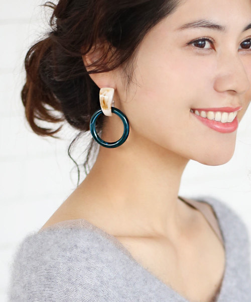 Bou Jeloud（ブージュルード）の「◆プチプラ◆マーブルリングピアス（ピアス（両耳用）・レディース・ブラウン/グリーン/ブラック・FREE）」の7枚目の写真