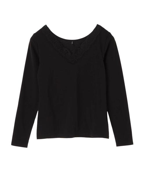 AMERICAN HOLIC（アメリカンホリック）の「・あったかVネックレースプルオーバー＊（Tシャツ/カットソー・レディース・ブラック/モカ/グレー系その他2・M/L）」の7枚目の写真