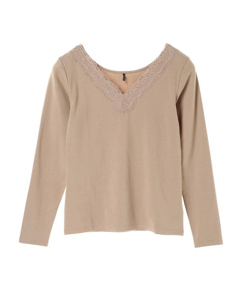 AMERICAN HOLIC（アメリカンホリック）の「・あったかVネックレースプルオーバー＊（Tシャツ/カットソー・レディース・ブラック/モカ/グレー系その他2・M/L）」の9枚目の写真