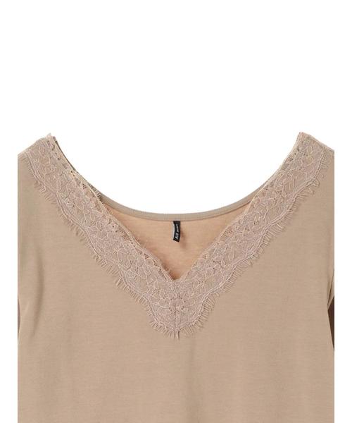 AMERICAN HOLIC（アメリカンホリック）の「・あったかVネックレースプルオーバー＊（Tシャツ/カットソー・レディース・ブラック/モカ/グレー系その他2・M/L）」の5枚目の写真