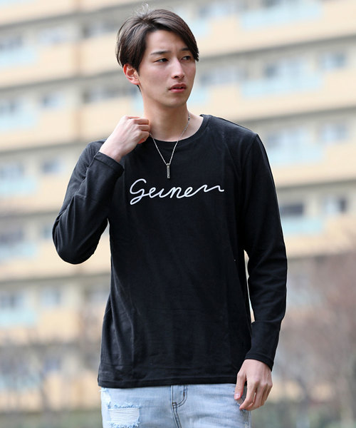 TopIsm(トップイズム)の「シンプルロゴプリントロングTシャツ(Tシャツ/カットソー・メンズ・A/B/C/D/F/G/H/I/J/K/L/M/N/O/P/Q/R/S/T・LL/M/L)」の7枚目の写真