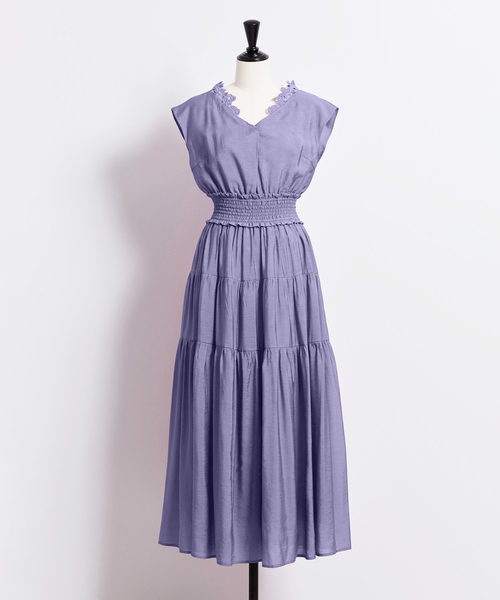 大人気完売品♡Noela ノエラ バックリボン ティアードワンピース ブルー M ノエラ Noela ティアードワンピース （ブルー） -靴