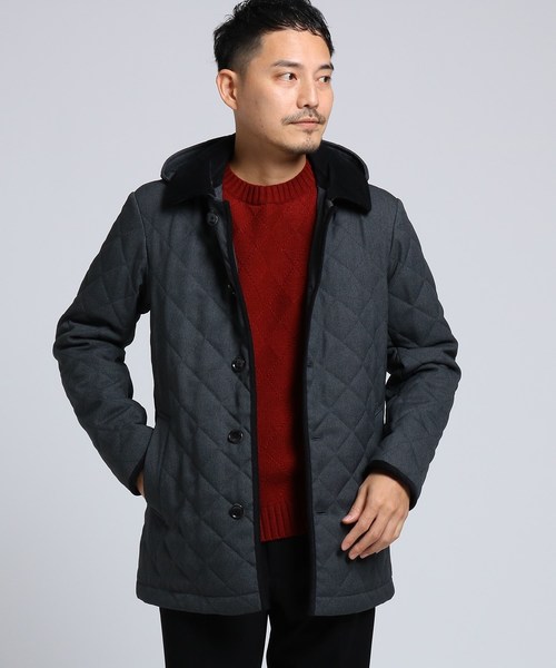 セール 大きいサイズ 撥水 バーズアイキルティングブルゾン 撥水 ストレッチ メンズ アウター ブルゾン ブルゾン キルティング 脱着フード ストレッチ ブルゾン Takeo Kikuchi タケオキクチ のファッション