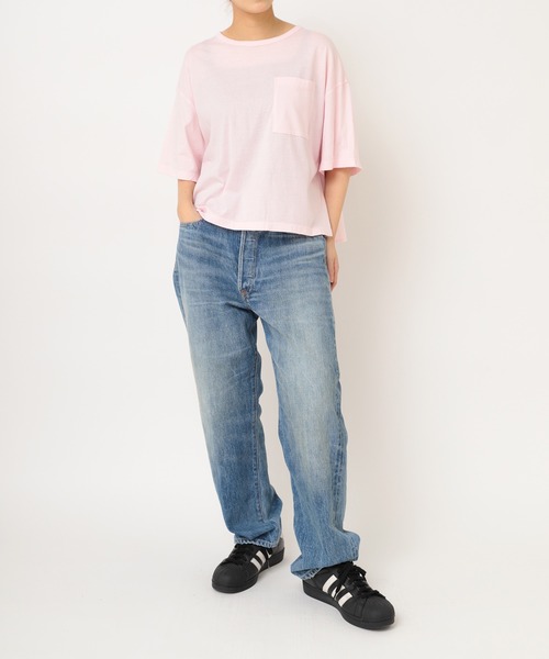 RNA（アールエヌエー）の「M1163 布帛コンビワイドポケTEE（Tシャツ/カットソー・レディース・ホワイト/ブラック/ピンク・MEDIUM）」の14枚目の写真