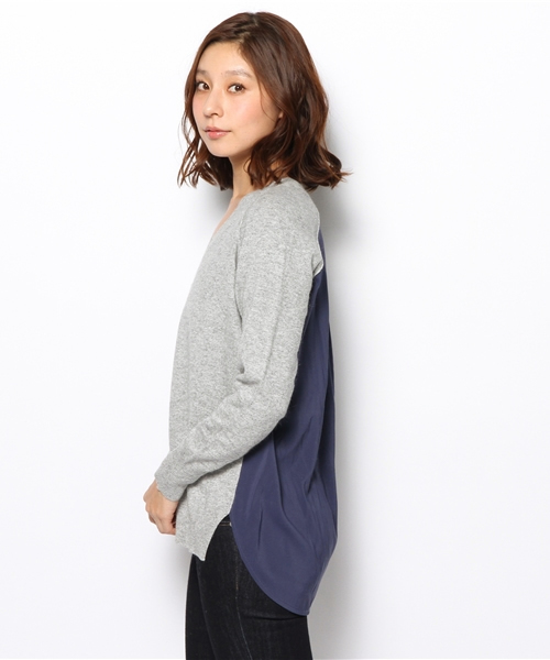 PLST（プラステ）の「アンゴラ混バックタック入切替Vネックニット（ニット/セーター・レディース・スカイブルー/ネイビー/ヘザーグレー/オレンジ・2）」の11枚目の写真