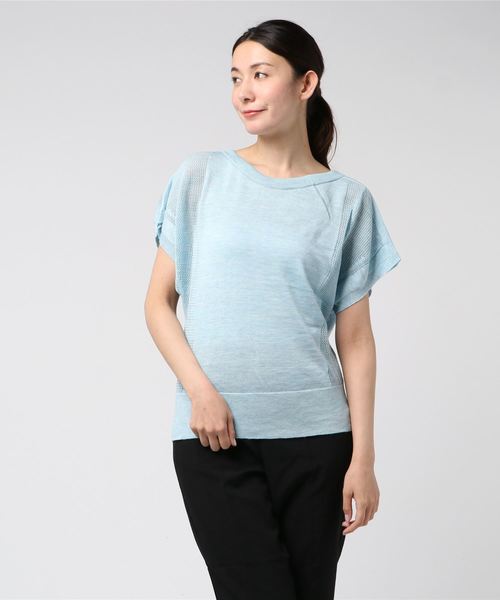 LuuNa（ルーナ）の「516765 ニット プルオーバー（Tシャツ/カットソー・レディース・ホワイト/ブルー・2）」の2枚目の写真