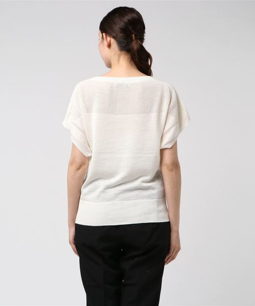 LuuNa（ルーナ）の「516765 ニット プルオーバー（Tシャツ/カットソー・レディース・ホワイト/ブルー・2）」の4枚目の写真