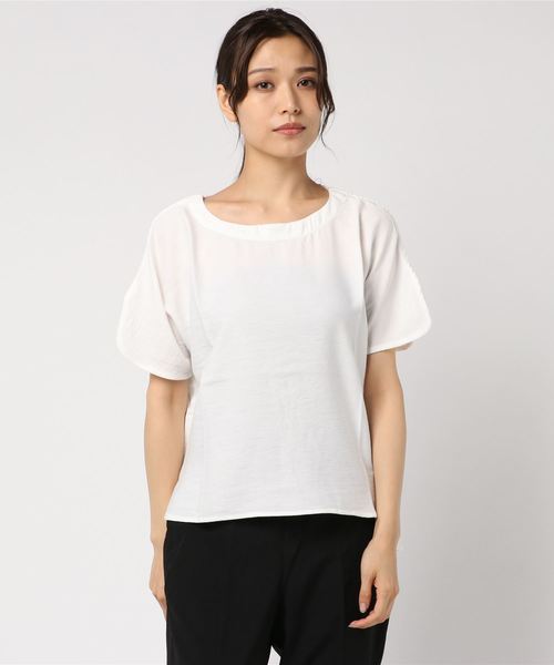 STYLEBLOCK（スタイルブロック）の「クレープラップスリーブブラウス（シャツ/ブラウス・レディース・ホワイト/ライトベージュ/キャメル/ブラック・M）」の2枚目の写真