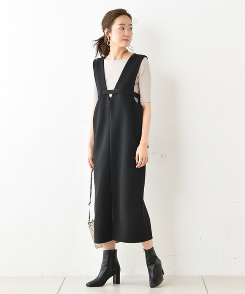 DouDou（ドゥドゥ）の「ジャンパースカート（ジャンパースカート・レディース・ブラック/ベージュ・FREE）」の4枚目の写真