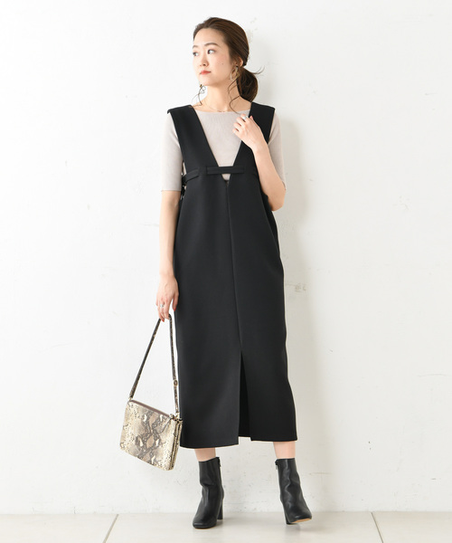 DouDou（ドゥドゥ）の「ジャンパースカート（ジャンパースカート・レディース・ブラック/ベージュ・FREE）」の6枚目の写真