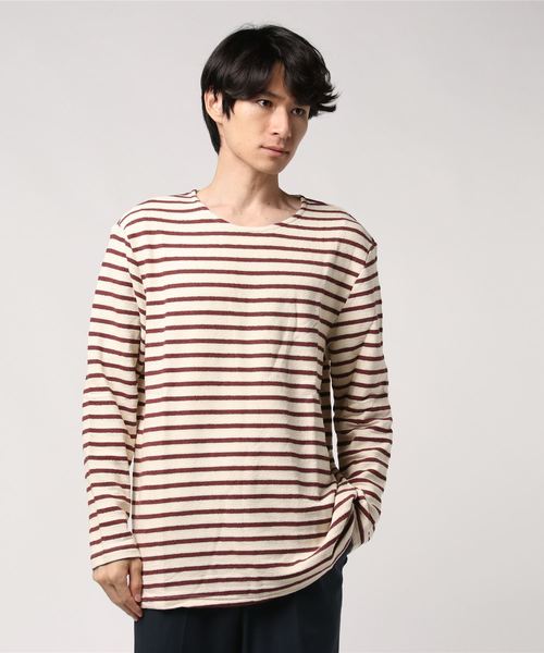 Revo.(レボ)の「Revo. ブークレ ボーダーLSTee(Tシャツ/カットソー・メンズ・ブラック/ワインレッド/ネイビー・M/L)」の1枚目の写真