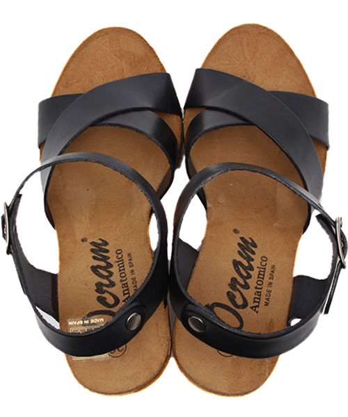 NANO universe(ナノユニバース)の「OCRAM/レザークロスベルトウェッジサンダル(サンダル・レディース・ブラック/ブラウン・38/35/37/36)」の4枚目の写真