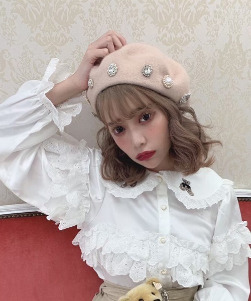 Swankiss（スワンキス）の「HB motif wool beret（ハンチング/ベレー帽