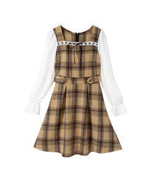 夢展望（ユメテンボウ）の「レース×リボンチェック柄ワンピース（ワンピース）」
