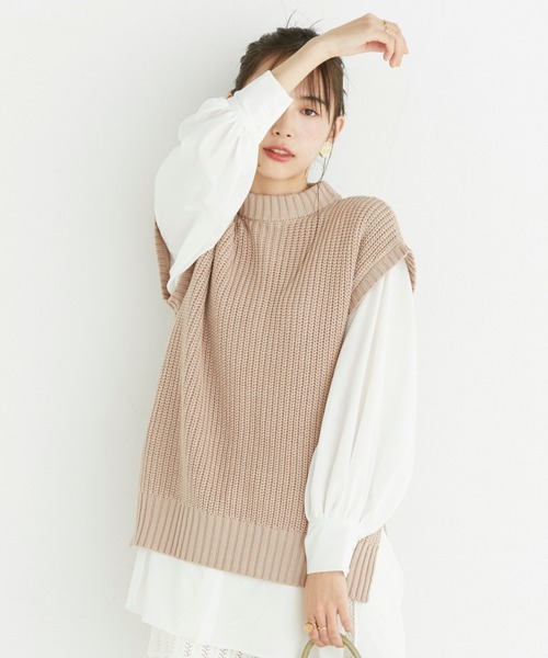 one after another NICE CLAUP(ワンアフターアナザーナイスクラップ)の「後ろレースアップニットベスト(ベスト・レディース・アイボリー/ベージュ/ミント・FREE)」の21枚目の写真