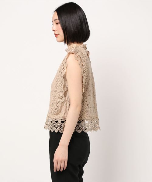 GeeRA（ジーラ）の「総レースノースリブラウス（シャツ/ブラウス・レディース・モカ/ネイビー/オフホワイト/ブラック・MEDIUM/X-LARGE/LARGE/XX-LARGE）」の19枚目の写真