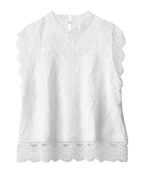 GeeRA（ジーラ）の「総レースノースリブラウス（シャツ/ブラウス・レディース・モカ/ネイビー/オフホワイト/ブラック・MEDIUM/X-LARGE/LARGE/XX-LARGE）」の14枚目の写真