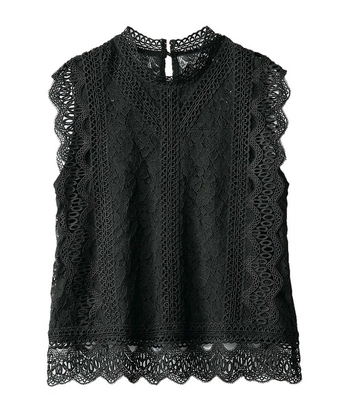 GeeRA（ジーラ）の「総レースノースリブラウス（シャツ/ブラウス・レディース・モカ/ネイビー/オフホワイト/ブラック・MEDIUM/X-LARGE/LARGE/XX-LARGE）」の11枚目の写真