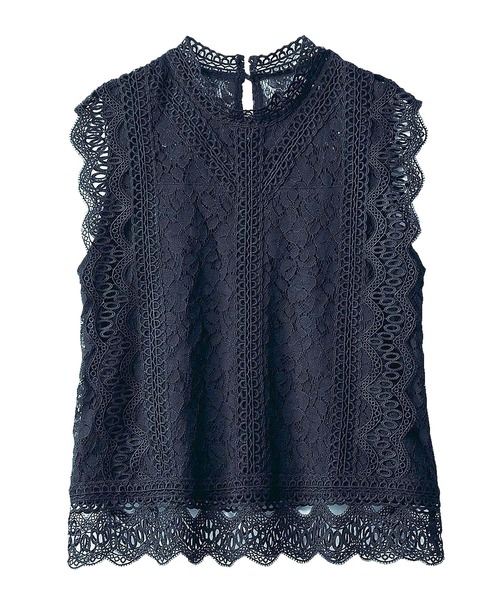GeeRA（ジーラ）の「総レースノースリブラウス（シャツ/ブラウス・レディース・モカ/ネイビー/オフホワイト/ブラック・MEDIUM/X-LARGE/LARGE/XX-LARGE）」の5枚目の写真
