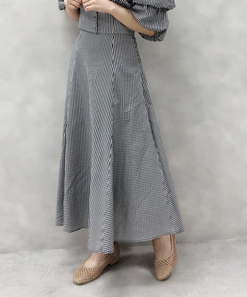 one after another NICE CLAUP（ワンアフターアナザーナイスクラップ）の「切り替えフレアスカート（スカート・レディース・ホワイト系その他/ドット/チェック/ブラック系その他/パープル・FREE）」の5枚目の写真