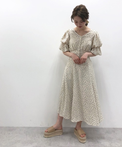 one after another NICE CLAUP（ワンアフターアナザーナイスクラップ）の「切り替えフレアスカート（スカート・レディース・ホワイト系その他/ドット/チェック/ブラック系その他/パープル・FREE）」の21枚目の写真