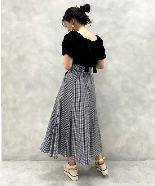 one after another NICE CLAUP（ワンアフターアナザーナイスクラップ）の「切り替えフレアスカート（スカート・レディース・ホワイト系その他/ドット/チェック/ブラック系その他/パープル・FREE）」の13枚目の写真