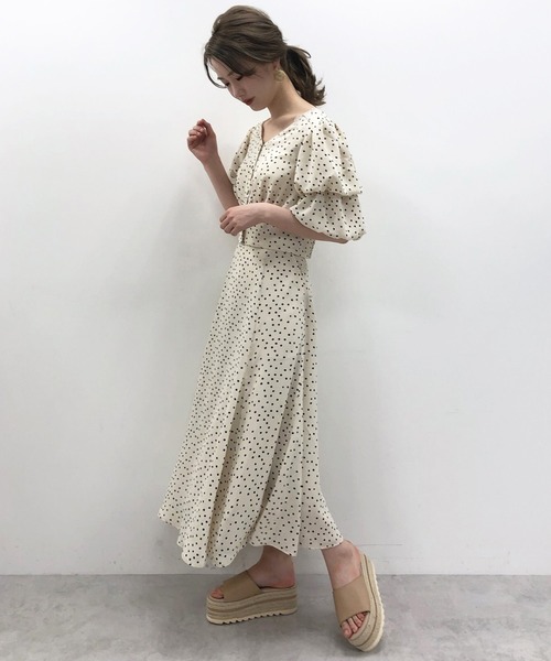 one after another NICE CLAUP（ワンアフターアナザーナイスクラップ）の「切り替えフレアスカート（スカート・レディース・ホワイト系その他/ドット/チェック/ブラック系その他/パープル・FREE）」の19枚目の写真