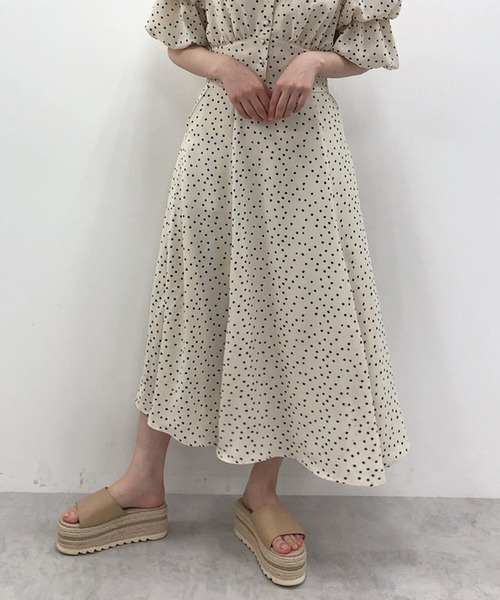 one after another NICE CLAUP（ワンアフターアナザーナイスクラップ）の「切り替えフレアスカート（スカート・レディース・ホワイト系その他/ドット/チェック/ブラック系その他/パープル・FREE）」の18枚目の写真