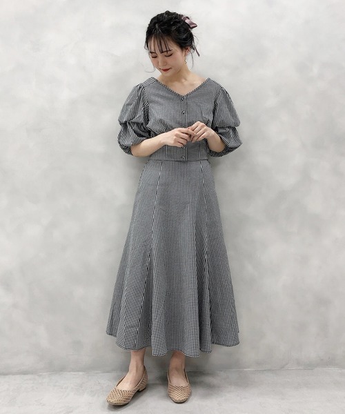 one after another NICE CLAUP（ワンアフターアナザーナイスクラップ）の「切り替えフレアスカート（スカート・レディース・ホワイト系その他/ドット/チェック/ブラック系その他/パープル・FREE）」の8枚目の写真