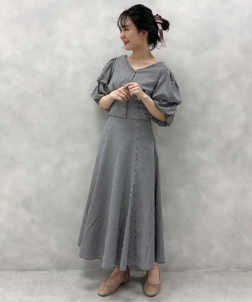 one after another NICE CLAUP（ワンアフターアナザーナイスクラップ）の「切り替えフレアスカート（スカート・レディース・ホワイト系その他/ドット/チェック/ブラック系その他/パープル・FREE）」の9枚目の写真