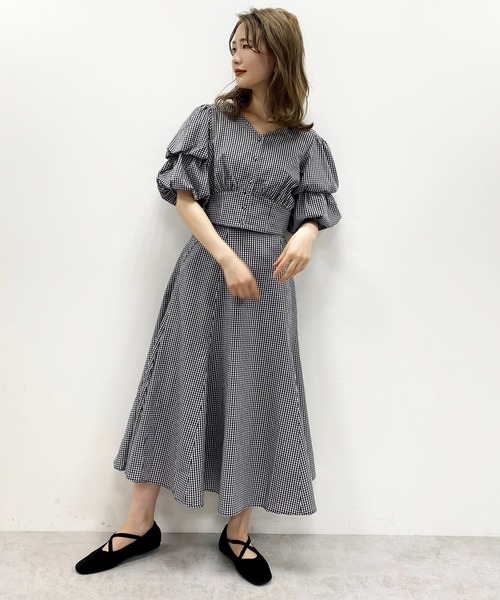 one after another NICE CLAUP（ワンアフターアナザーナイスクラップ）の「切り替えフレアスカート（スカート・レディース・ホワイト系その他/ドット/チェック/ブラック系その他/パープル・FREE）」の10枚目の写真