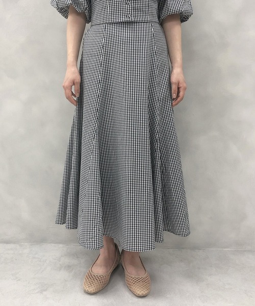 one after another NICE CLAUP（ワンアフターアナザーナイスクラップ）の「切り替えフレアスカート（スカート・レディース・ホワイト系その他/ドット/チェック/ブラック系その他/パープル・FREE）」の6枚目の写真