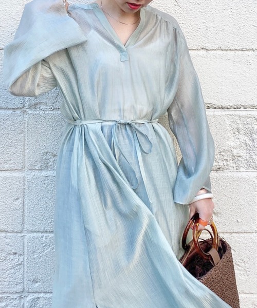 archives（アルシーヴ）の「シアー楊柳ロングワンピース（ワンピース・レディース・アイボリー/グレー/ミント・MEDIUM）」の10枚目の写真