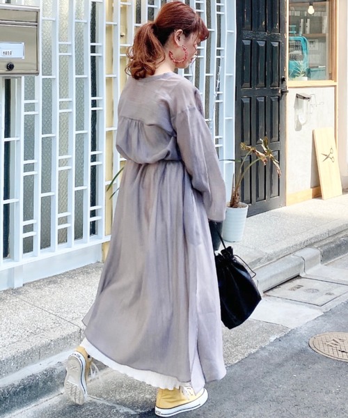 archives（アルシーヴ）の「シアー楊柳ロングワンピース（ワンピース・レディース・アイボリー/グレー/ミント・MEDIUM）」の5枚目の写真