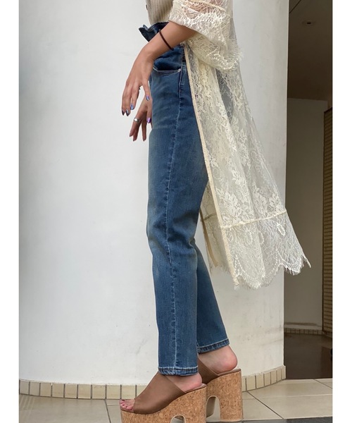 one way（ワンウェイ）の「ハイウエストテーパードDENIM（デニムパンツ・レディース・ブラック/ダークインディゴブルー・SMALL/MEDIUM）」の6枚目の写真