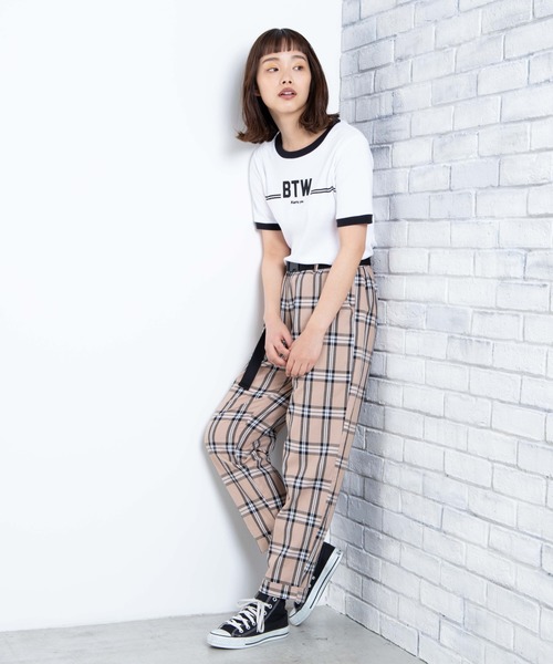 WEGO（ウィゴー）の「WEGO/【2点セット】ベルト付きチェックパンツ（スラックス・レディース・ホワイト系その他2/ベージュ系その他2/グリーン系その他2・FREE）」の8枚目の写真