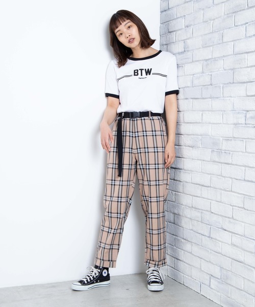 WEGO（ウィゴー）の「WEGO/【2点セット】ベルト付きチェックパンツ（スラックス・レディース・ホワイト系その他2/ベージュ系その他2/グリーン系その他2・FREE）」の10枚目の写真