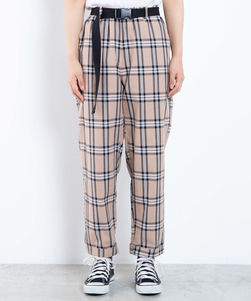 WEGO（ウィゴー）の「WEGO/【2点セット】ベルト付きチェックパンツ（スラックス・レディース・ホワイト系その他2/ベージュ系その他2/グリーン系その他2・FREE）」の21枚目の写真
