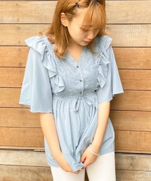 apres jour | レースフリルＶブラウス【ZOZOTOWN限定アイテム】(シャツ/ブラウス)
