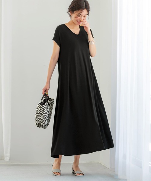 しっとり涼感 ワンピース Style Deli スタイルデリ のファッション 半袖vネックフレアワンピース ワンピース Style