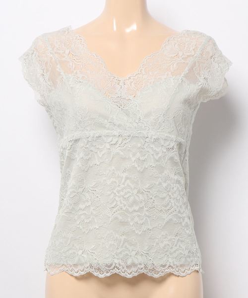 natural couture（ナチュラルクチュール）の「【WEB限定】前後２ＷＡＹ総レースインナー（キャミソール・レディース・ブラック/オフホワイト/ミント/ピンクベージュ/グレイッシュベージュ・FREE）」の4枚目の写真