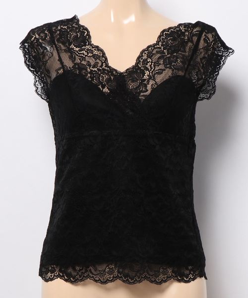 natural couture（ナチュラルクチュール）の「【WEB限定】前後２ＷＡＹ総レースインナー（キャミソール・レディース・ブラック/オフホワイト/ミント/ピンクベージュ/グレイッシュベージュ・FREE）」の3枚目の写真